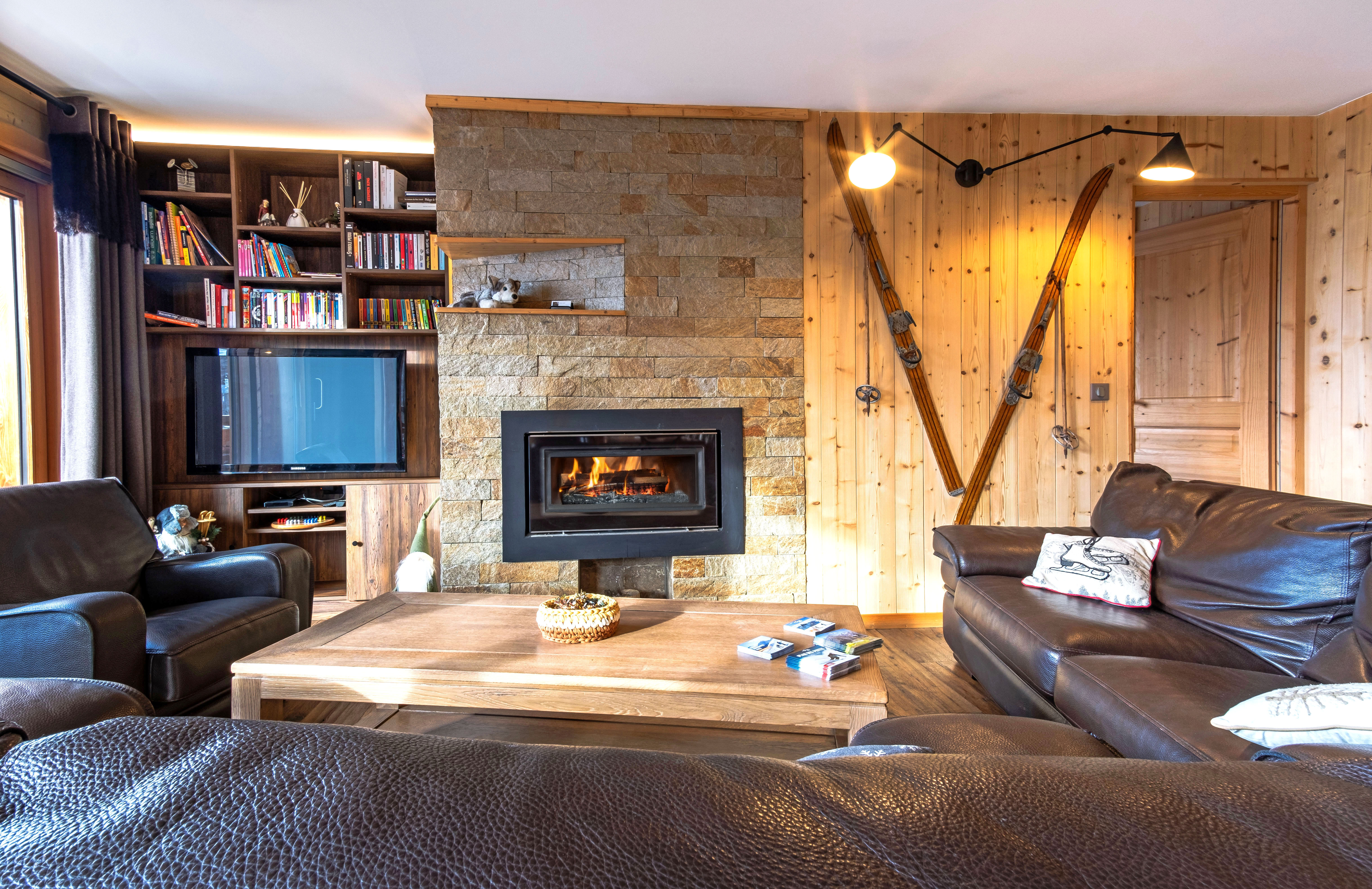 Salon cheminée - Chalet Husky